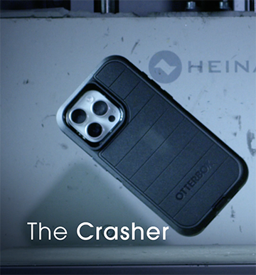 Defender Series Pro case being tested with The Crasher